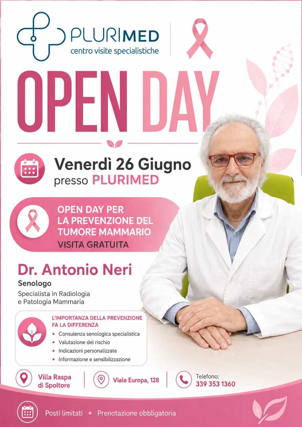 Open Day Prevenzione Tumore Mammario con il Dr. Antonio Neri